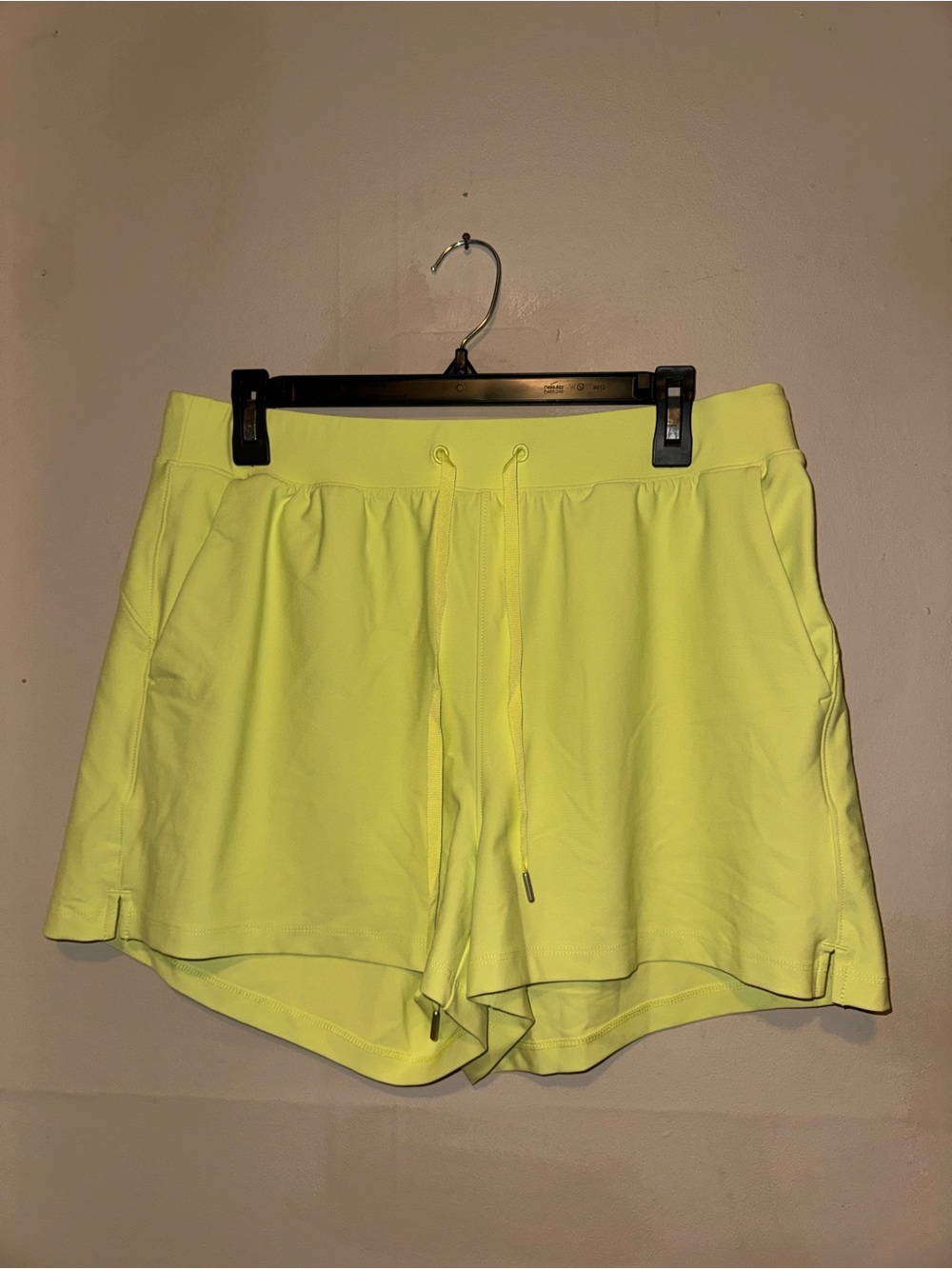 Women’s Neon Yellow-Green Drawstring Powersoft High-Rise Athletic Shorts
